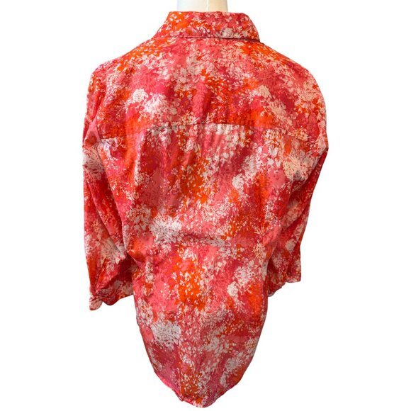 2/$30 Coldwater Creek XL 16 Floral Button-Up Blouse Pink & Orange - Picture 7 of 15